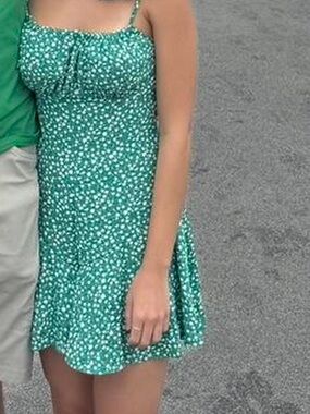 Green Floral Spaghetti Strap Sundress
